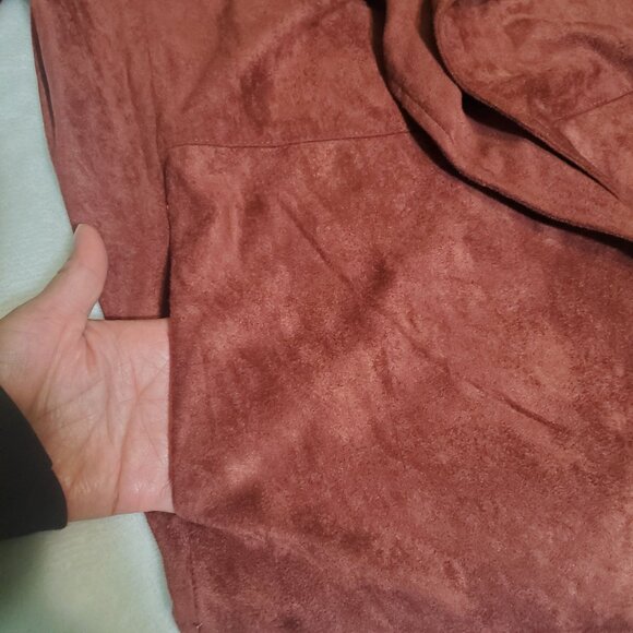 Bb Dakota womens Drape Front Pre Faux Suede Jacket Cherrywood size medium new - Picture 12 of 14